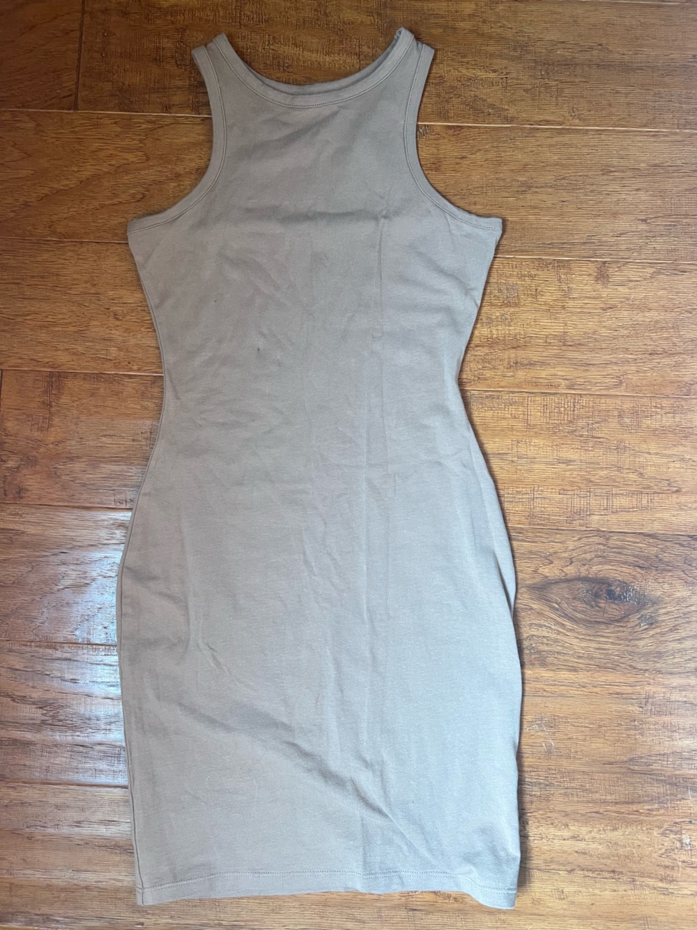 Simple Sleeveless Tank Dress in Taupe